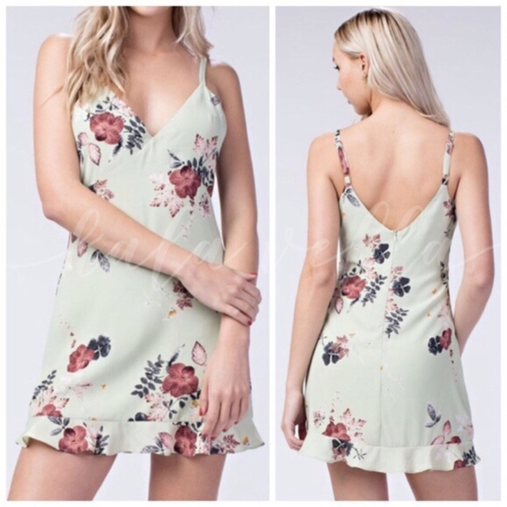 Sage floral dress